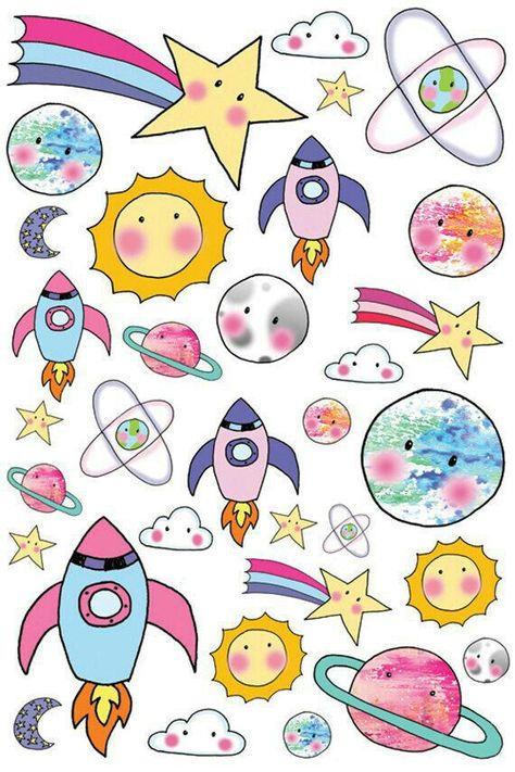 Moon Stickers, Doodle Art Drawing, Stickers Etsy, 카드 디자인, Kawaii Doodles, Bullet Journal Doodles, Journal Doodles, Simple Doodles, Kawaii Drawings