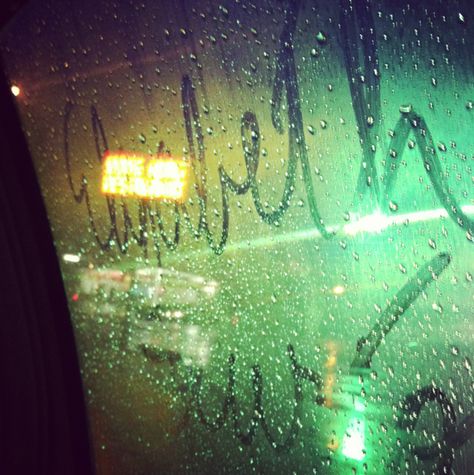 Writing on the fogged up car windows... :) Album Redesign, Water Vapor, Night Aesthetic, The Window, Car Window, Car Windows, Neon Signs, Writing, Feelings