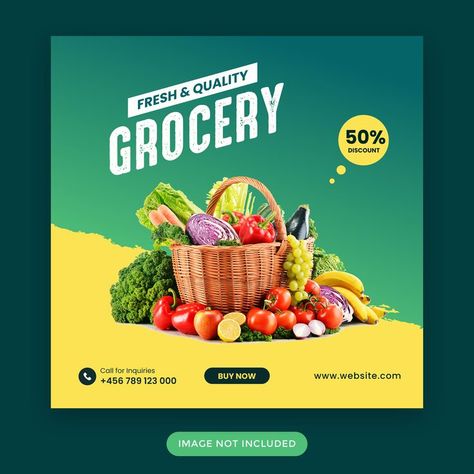 Grocery vegetable food instagram post or square banner template Grocery Social Media Post Design, Grocery Store Signage, Supermarket Social Media Design, Grocery Store Social Media, Grocery Signage, Digital Marketing Humor, Food Instagram Post, Grocery Store Ads, Marketing Humor