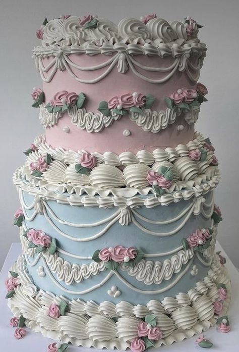 Blue Princess Cake, Victorian Style Cake, Coquette Two Tier Cake, Light Blue Vintage Cake, Blue Victorian Cake, Three Tier Vintage Cake, Victorian Wedding Cakes, Vintage Frilly Cakes, Victorian Cakes