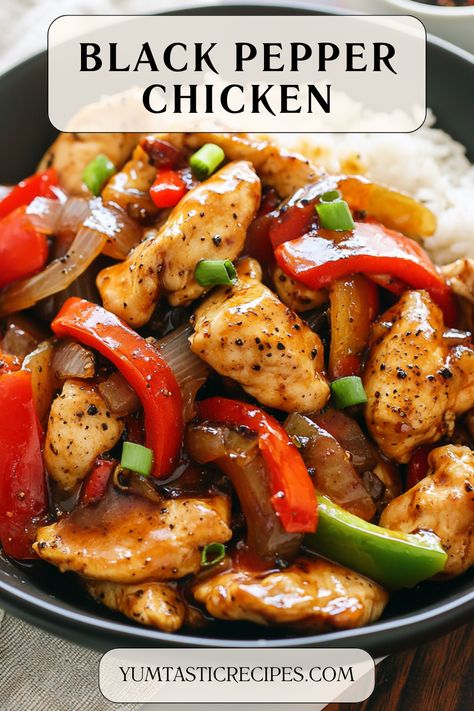 Whip up this restaurant-quality black pepper chicken at home with simple ingredients! Packed with bold black pepper, tender chicken, and a delicious savory sauce, this dish is quick, easy, and unforgettable. Perfect for busy nights or family meals—add it to your favorites!

#DinnerIn30Minutes #BlackPepperLovers #EasyChickenRecipe #WeeknightMeals #AsianInspiredDishes Recipes With Chicken And Peppers, Black Pepper Chicken, Chicken Breast Recipes Easy, Quick Stir Fry, Chicken Slices, Asian Inspired Dishes, Pepper Chicken, Panda Express, Recipes Asian