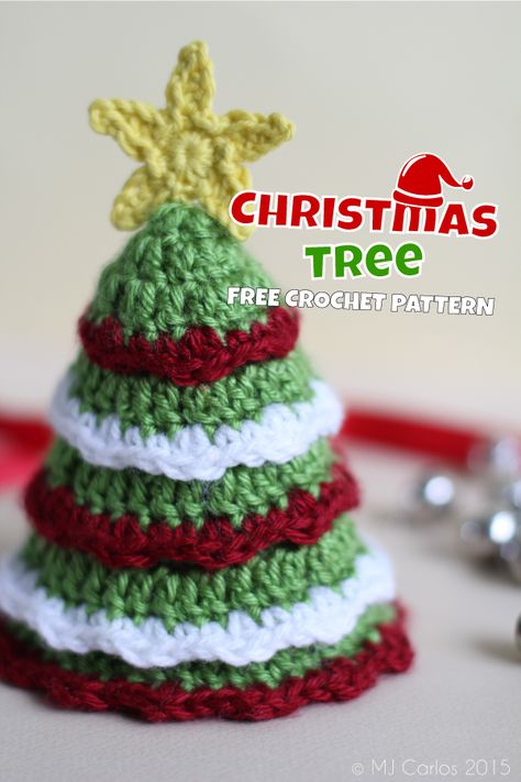 Xmas-Tree-HYY-Pattern-1 Crocheted Christmas Tree, Crochet Christmas Trees Pattern, Crochet Christmas Ornaments Free, Yellow Yarn, Crocheted Christmas, Crochet Tree, Crochet Christmas Gifts, Crochet Xmas, Basic Stitches