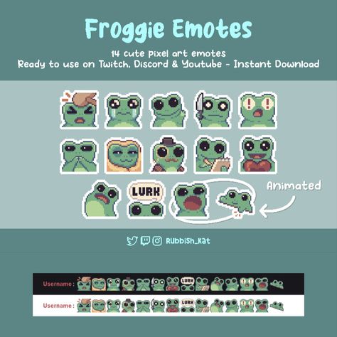 Frog Emotes, Art Frog, Animated Emotes, Etsy Australia, Pixel Art, Digital Drawing, Drawing Illustrations, Australia, Illustrations