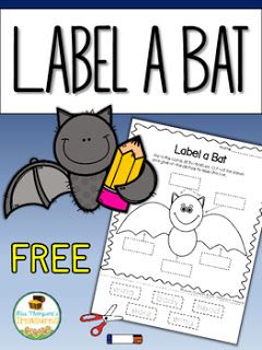 Free Label a Bat Activity   This cute labeling activity is perfect to add to your unit on bats to pair with a writing activity or just for some fun around Halloween! Students will trace the words then cut them out and glue them in the correct spot to label the bat.  Click HERE for the free download!  bats fall activities Halloween Labeling Mrs. Thompson's Treasures Stellaluna Activities, Bats Unit, Bats Activities, October Classroom, October School, Labeling Activities, Fall Kindergarten, Halloween Labels, Classroom Freebies