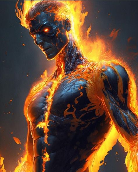 The Human Torch • art by Chuchy_art Human Torch Art, Human Torch Comics, Fire Mage, The Human Torch, Batman Joker Wallpaper, Fire Man, Iron Maiden Eddie, Human Torch, Joker Wallpapers