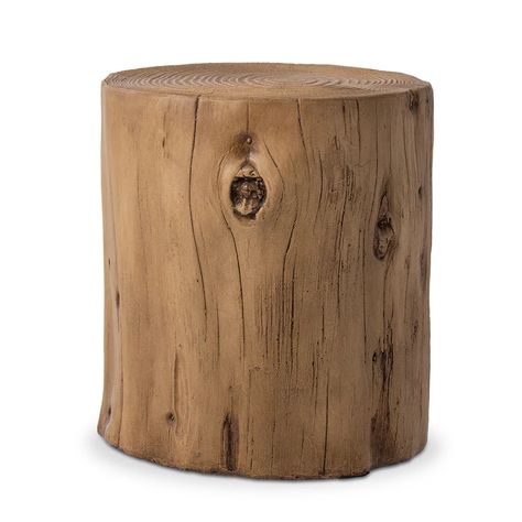 Loon Peak Faux Wood, Tree-Trunk Log Stool, End Table, Plant Stand, Hand-Painted, Indoor, Outdoor, Deck Or Garden | Wayfair.ca Stump Stool, Log Stools, Outdoor End Table, Wood Tree Slice, Log Table, Stump Table, Wood Stumps, Rustic Nightstand, Outdoor End Tables