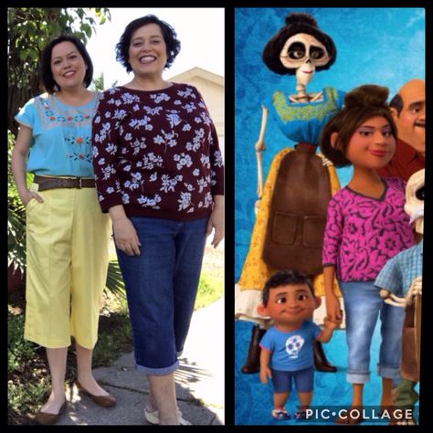 Tia Victoria Tia Gloria Coco Pixar Disney obscure Greg outfit costume cosplay Coco Disneybound, Pixar Disneybound, Blue Yellow Outfit, Outfit Costume, Dapper Day, Yellow Outfit, Costume Cosplay, Casual Clothes, Halloween Dress