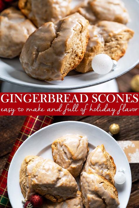 gingerbread scones pin Christmas Scones, Gingerbread Scones, Scones Easy, Brunch Bread, Scones Recipe, Gingerbread Recipe, Fruit Breakfast, Bread Recipes Sweet, Scone Recipe