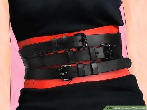 How to Wear Wide Belts: 8 Steps (with Pictures) - wikiHow Leather Harness Outfit, Multiple Belts, Belt Styling, How To Wear Belts, Harness Outfit, Wide Belts, Short Torso, Kinds Of Fabric, Belt Style