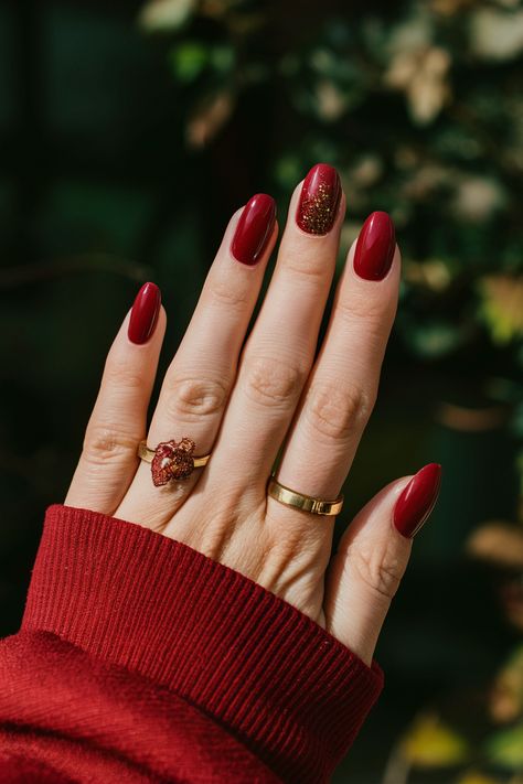 Spiced Apple Nails: Bold & Festive Fall Look Red Fall Manicure, Warm Red Nails, Red Wedding Nails, Apple Nails, Deep Red Nails, Wedding Day Nails, Fall Nail Ideas, Navy Blue Nails, Trending Colors