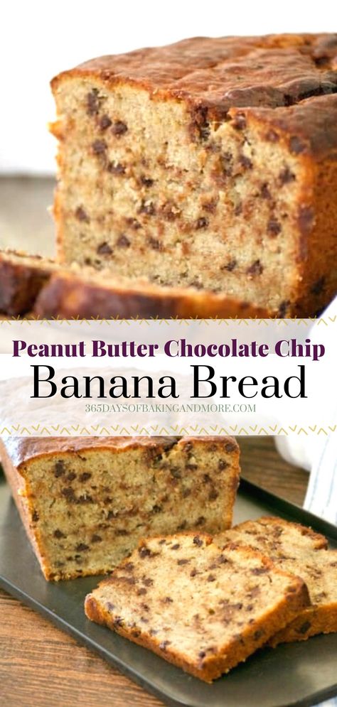 Peanut Butter Chocolate Chip Banana Bread is your classic banana bread with a new twist. Peanut butter and chocolate chips take this treat to the next level. It's a great recipe for the weekend and is the ultimate comfort food! Santa Cookie Recipe, Peanut Butter And Chocolate Chips, Classic Banana Bread, Chocolate Chip Bread, Tea Bread, Santa Cookie, Grandma's Kitchen, Chocolate Chip Banana, Peanut Butter And Chocolate