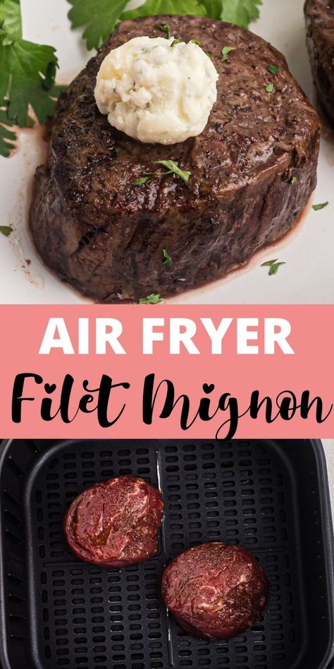 Beef Tenderloin Steak Recipes Air Fryer, Recipes Using Filet Mignon, Air Fryer Steaks Filet, Steak Cooked In Air Fryer, Steak In The Air Fryer Recipe, Air Fryer Beef Tenderloin Filet, Air Fry Beef Tenderloin, Healthy Filet Mignon Recipes, Fillet Steak In Air Fryer