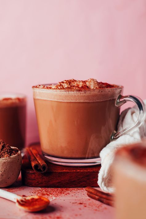 Side view of a mug of our Mayan mocha recipe Mayan Mocha Coffee Recipe, Mocha Creamer Recipe, Mocha Coffee Recipe, Mocha Creamer, Mocha Recipe, Creamer Recipe, Carob Powder, Minimalist Baker, Coffee Alternative