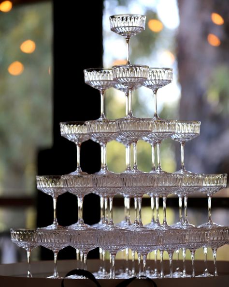 A sparkly glass moment✨with our 5 tier champagne tower. Happy to arrange it in any size to suit any event. “clink”🥂 . @flowersinavase1 @theburroweventspace @countrystyleevents Champagne Tower, Chinese Dishes, Classic Christmas, Tower, Glass, Christmas