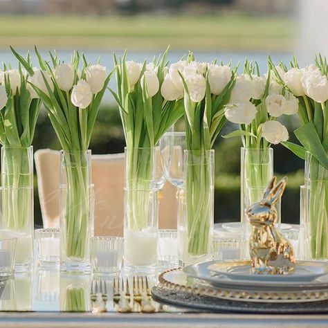 White Tulip Wedding Aisle, Tulips Table Centerpieces, Tulip Table Centerpieces, Tulip Centre Pieces Wedding, Tulips Wedding Centerpiece, Tulip Wedding Decor, Tulip Wedding Centerpieces, Tulip Centerpieces Wedding, Family Style Weddings