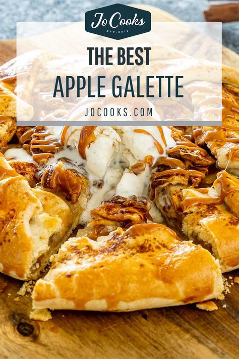 Tender fresh baked apple slices are layered on top and encased in a super flakey buttery pie crust to make this delicious Apple Galette! #apple #galette #recipe Galette Apple, Fresh Apple Recipes, Apple Galette Recipe, Baked Apple Slices, English Recipes, Apple Tart Recipe, Buttery Pie Crust, Apple Galette, Jo Cooks