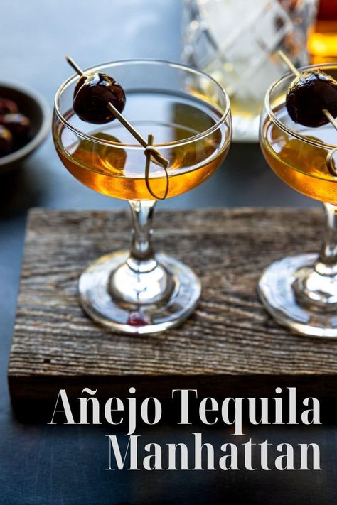 Tequila Coffee Cocktail, Anejo Tequila Cocktails Recipe, Classic Manhattan Cocktail, Vermouth Cocktail, Smoked Cocktails, Sweet Vermouth, Manhattan Cocktail, Tequila Cocktail, Bourbon Cocktails