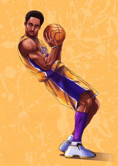 Cartoon Kobe Bryant, Kobe Illustration, Kobe Bryant Cartoon, Kobe Bryant Tattoo, Kobe Bryant Art, Basketball Artwork, Basketball Life, The Black Mamba, Basketball Drawings