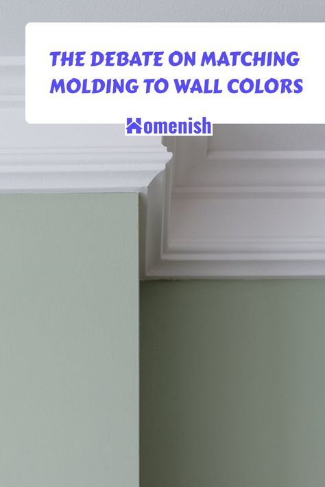 The Debate on Matching Molding to Wall Colors Crown Molding On Kitchen Cabinets Different Color, Walls And Molding Same Color, Painting Moulding Same As Walls, Ceiling Contrast Color, Crown Molding Matching Wall Color, Painted Crown Molding Same As Walls, Crown Molding Painted Same Color As Wall, Crown Moulding Painted Same As Walls, Colored Moldings And Trim