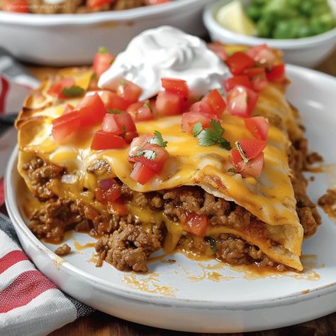 Taco Bake With Soft Tortillas, Layered Tortilla Bake, Taco Casserole Bake With Tortillas, Taco Bake Casserole With Tortillas, Taco Bake Casserole, Layered Taco Bake, Taco Casserole Bake, Mexican Casseroles, Casserole Ideas