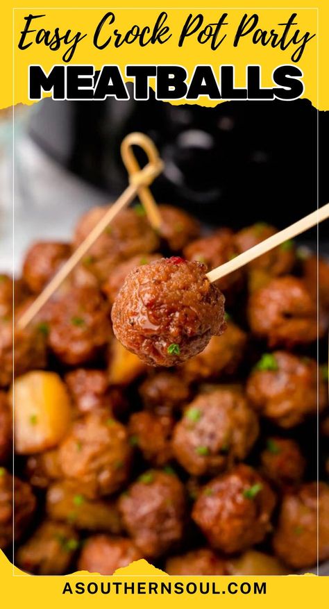 Classic Crock Pot Cocktail Party Meatballs are sweet, savory, and super easy to make. Made with grape jelly and chili sauce, they are the perfect small bite for any party, great for game day when you’re feeding a crown, and are a go-to for family dinners Soul Recipes, Party Meatballs, Cocktail Meatballs, Fruit Appetizers, Bite Size Appetizers, Appetizers For A Crowd, Grape Jelly, Food For A Crowd, Batch Cooking