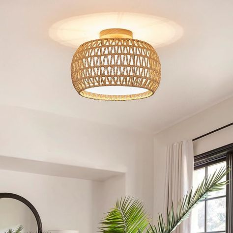 BUXVRCS Rattan Ceiling Light Fixtures, Hand-Woven Boho Flush Mount Ceiling Light, Handmade Rattan Light Fixtures Ceiling Mount with Fabric Shade, Farmhouse Light Fixture for Bedroom Hallway Entryway - Amazon.com Nursery Light Fixture, Rattan Ceiling Light, Rattan Ceiling, Upstairs Living Room, Light Fixtures Ceiling, Rattan Light, Rattan Light Fixture, Hallway Light, Rectangle Bedroom