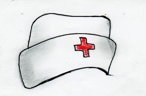 NURSING CAP Nurse Cap Tattoo, Hat Drawing Reference, Drawing Hats, Nurse Drawing, Cap Tattoo, Nursing Pictures, Hat Drawing, Cute Simple Tattoos, Nurse Tattoo