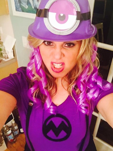 Evil Purple Minion Costume Preppy Minion Costume, Purple Minion Costume Diy Women, Purple Minion Costume Diy, Purple Minion Costume Women's, Evil Minion Costume, Purple Minion Outfit, Costume Diy Women, Purple Minion Costume, Minon Costume Cute