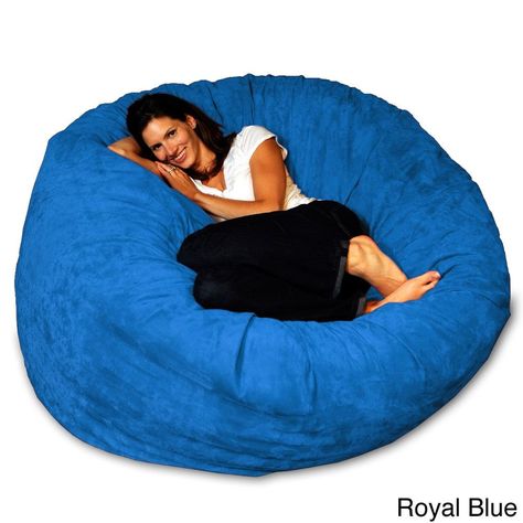 5-foot Memory Foam Bean Bag Chair (Royal Blue Micro Suede), Size Large (Microfiber) Huge Bean Bag Chair, Bean Bag Furniture, Cool Bean Bags, Large Bean Bag Chairs, Giant Bean Bag Chair, Bean Bag Lounger, Large Bean Bags, Adult Bean Bag Chair, Giant Bean Bags