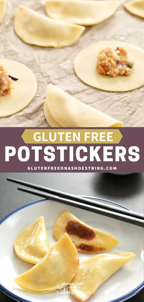 Gluten Free Potstickers Recipe, Gluten Free Potstickers, Gf Potstickers, Gluten Free Savory Snacks, Gluten Free Dumpling Wrappers, Won Ton Wrappers, Gluten Free Dinner Ideas, Potstickers Recipe, Gluten Free Chinese