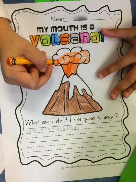 Ms. Sepp's Counselor Corner: My Mouth is a Volcano November Stem, Volcano Art, Volcano Activities, First Week Activities, Emotions Preschool, School Counseling Activities, Guidance Counselor, Coaching Techniques, Classroom Idea