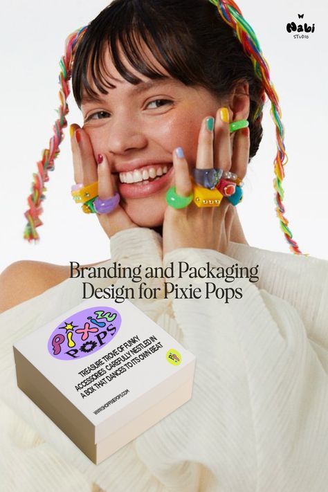 Branding and Packaging Design for Pixie Pops Jewellery! Our bold and funky designs bring your jewellery to life, making it stand out among the rest! Let's work together and bring your vision to life! Pop Jewelry, Stationery Brands, Pinterest Management, Catering Companies, Funky Design, Graphic Design Studios, Branding Inspiration, Lifestyle Brands, Jewelry Branding