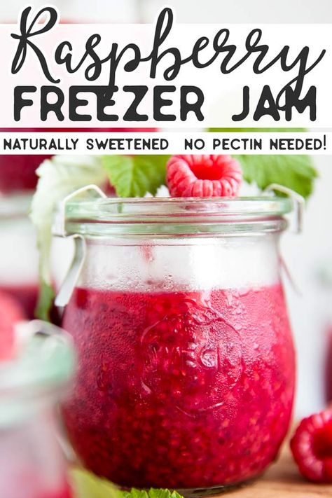 Raspberry Jam No Sugar, Raspberry Freezer Jam No Pectin, Raspberry Freezer Jam Recipe No Pectin, Freezer Raspberry Jam Recipe, Sugar Free Freezer Jam, Sugar Free Raspberry Jam, Raspberry Jam No Pectin, Raspberry Jelly Recipe, Raspberry Oatmeal Muffins