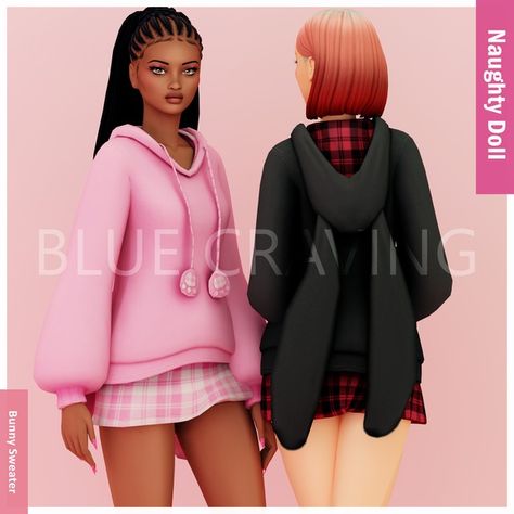 Naughty Doll - Bunny Sweater | Patreon Bunny Sweater, Sims 4 Patreon, Sims 4 Tsr, Sims 4 Anime, Bunny Hoodie, Sims 4 Expansions, Sims 4 Mm, Best Sims, Best Mods