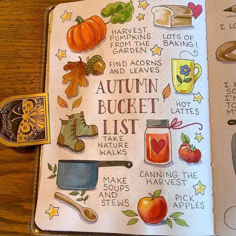 Fall Sketchbook Ideas, Autumn Journal Page, Fall Junk Journal Ideas, Autumn Journal Ideas, Journal Ideas Autumn, October Journal Ideas, Fall Journal Ideas, Autumn Bujo, Autumn Journaling