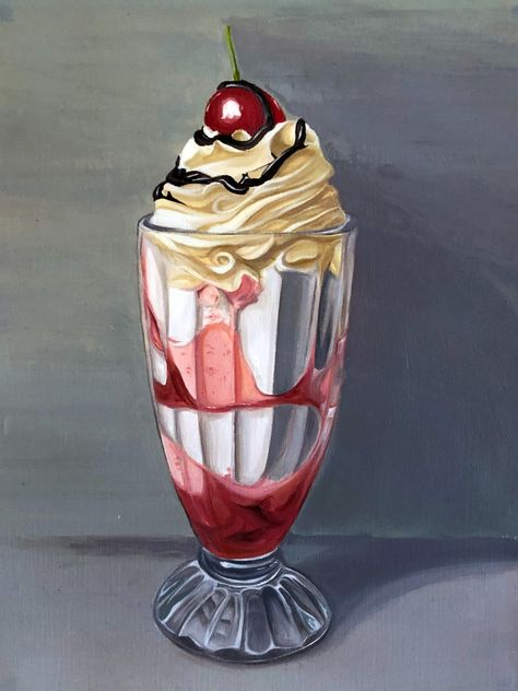 Acrylic Painting Ice Cream, Whipped Cream Painting, Ice Cream Paintings, Adjectives Grammar, Acyrlic Painting, Old Fashioned Sweets, Ice Cream Painting, Sarah Graham, Eclectic Artwork