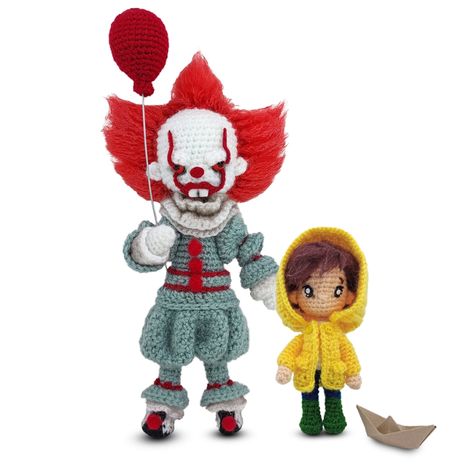 Free Pennywise Crochet Pattern, Pennywise Crochet Pattern, Crochet Applique Patterns Free, Pennywise The Dancing Clown, Yellow Raincoat, Patterns Ideas, Crochet Applique, Applique Patterns, New Dolls