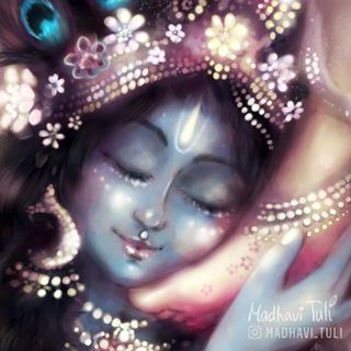 Shri Radha closed her eyes, breathing in the air, fragrant from innumerable flowers. This divine air, giving the highest liberation and… Lotus Feet Of Radharani, Madhavi Tuli, राधा कृष्ण, Radha Radha, Fantasy Dream, Krishna Avatar, Krishna Drawing, Draw Painting, Art Spiritual