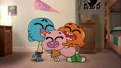 3 Siblings Cartoon, Gumball And Darwin And Anais, Darwin Gumball And Anais, Cartoon Characters Hugging, Gumball Darwin And Anais, Gumball Darwin Anais, Gumball Wallpaper, Anais Watterson, Hug Cartoon