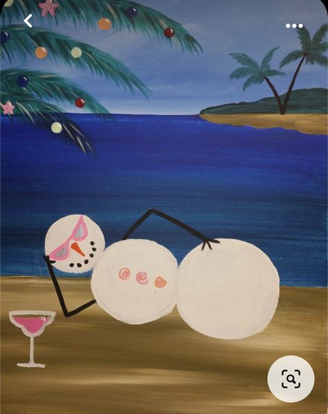 Vacation Painting Ideas, Christmas Vacation Painting, Snowman Board, Christmas Pyrography, Vacation Painting, Beach Doodles, Flaky Friends, Diy Christmas Canvas, Tropical Santa