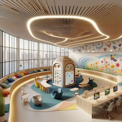 Kids Hospital Design, Tree House Interior Design, Day Care Center Design, Daycare Design Ideas, Child Care Center Design, Tree House Interior, Kindergarten Interior, Daycare Design, Dental Office Design Interiors