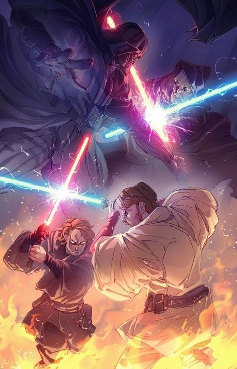 Fan art of Anakin Skywalker and Obi-wan Kenobi Anakin Vs Obi Wan, Star Wars Video, Anakin Vader, Star Wars Background, Star Wars Character, Star Wars Models, Star Wars Drawings, Star Wars Wallpaper, Star Wars Artwork