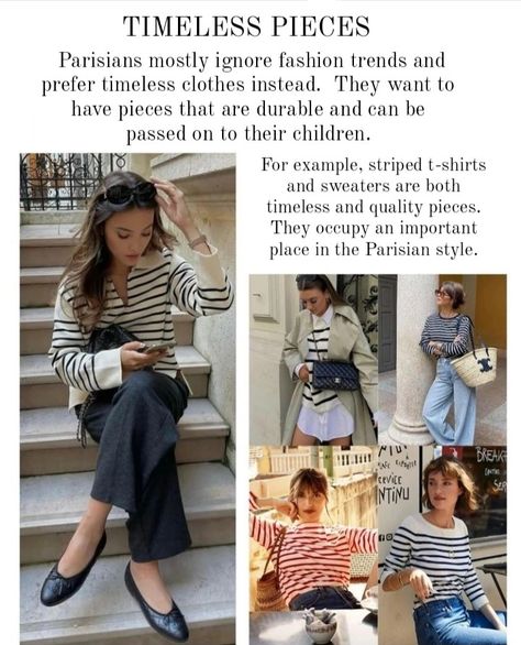 France Fashion Parisian Style, French Outfit Style Parisian Chic, Classy Parisian Style, Graphic Sweatshirt Outfit, Parisian Style Summer, French Clothes, Parisian Stripes, Timeless Clothes, Parisian Dress