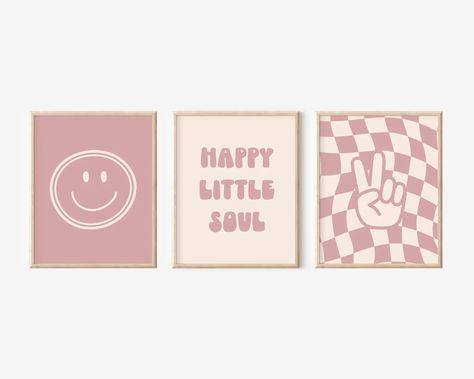 Retro Boho Happy Little Soul Groovy Nursery Decor, Checkered Smiley Poster, Baby Girl Kids Room Decor, Toddler Poster, Newborn Gift, Print - Etsy Checkered Nursery Girl, Pink Checkered Nursery, Retro Toddler Girl Room, Smiley Face Nursery, Groovy Nursery, Accent Wall Girls Bedroom, Retro Baby Nursery, Checkered Nursery, Groovy Bedroom