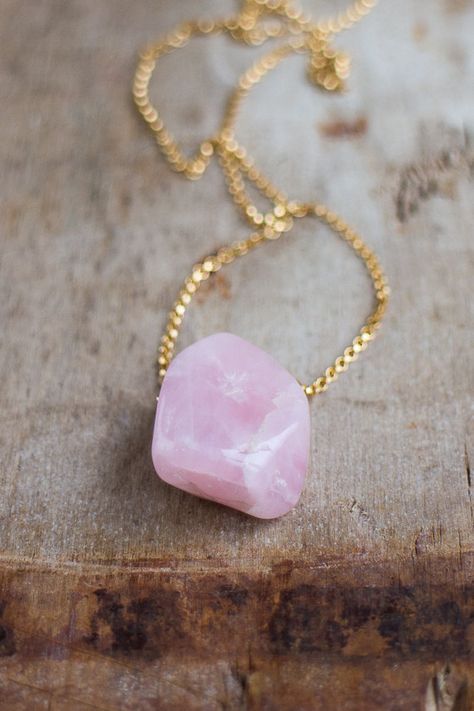 Raw Rose Quartz Necklace Raw Rose Quartz Necklace, Handmade Crystal Jewelry, Raw Rose Quartz, Rose Quartz Necklace, Birthstone Gifts, Quartz Necklace, Crystal Jewelry, Rose Quartz, Birthstone