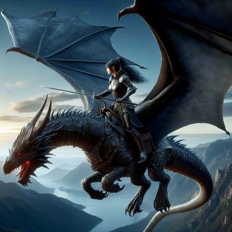 Woman Riding Dragon, Fantasy Dragon Rider, Dragon Rider Art, 2024 Dragon, Empyrean Series, Dark Dragon, Dragon Year, Warrior Women, Targaryen Aesthetic