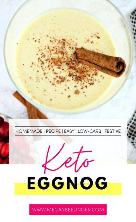 There is no reason you should have to miss out on this holiday's favorite treats just because you want to stay healthy? This easy homemade recipe for creamy Keto eggnog is low-carb and sugar free. It tastes just like store bought egg nog or maybe better! #eggnog #healthyeggnog #keto Keto Egg Whites Recipes, Keto Egg Nog Recipe Homemade, Healthy Egg Nog, Carnivore Eggnog, Egg Nogg Recipe, Keto Egg Nog, Egg Nogg, Keto Eggnog, Eggnog Recipe Homemade