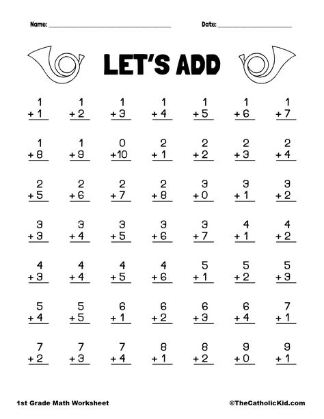 Addition Printout - 1st Grade Math Worksheet Catholic Homework Sheets For 1st Grade, Math Equations For 1st Grade, Math Worksheet Class 1st, Maths For 1st Grade, 1st Grade Tracing Worksheets, 1st Grader Worksheet, Grade 1 Maths Activities, Easy Maths Worksheets, Work Sheets For 1st Grade Math