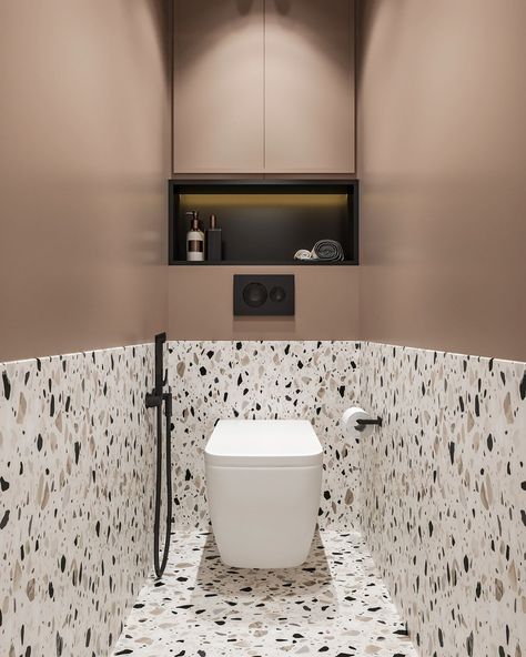 Terrazzo Bathroom, Toilette Design, Ideas Baños, Wc Design, Toilet Room Decor, Bauhaus Inspired, Small Toilet Room, Restroom Design, House Dream