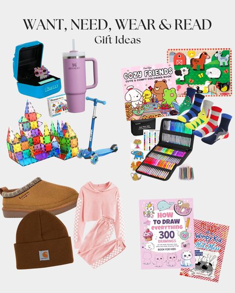 Want, Need, Wear, Read Gift Ideas – Love, Tabitha Want Need Wear Read, Kids Diary, Gel Pens Set, Wimpy Kid, Reading Gifts, Melissa & Doug, Amazon Gift Cards, Clothing Essentials, Christmas Music